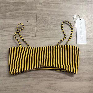 Boys + Arrows Black Yellow Stripe Bikini Top Size XS NWT